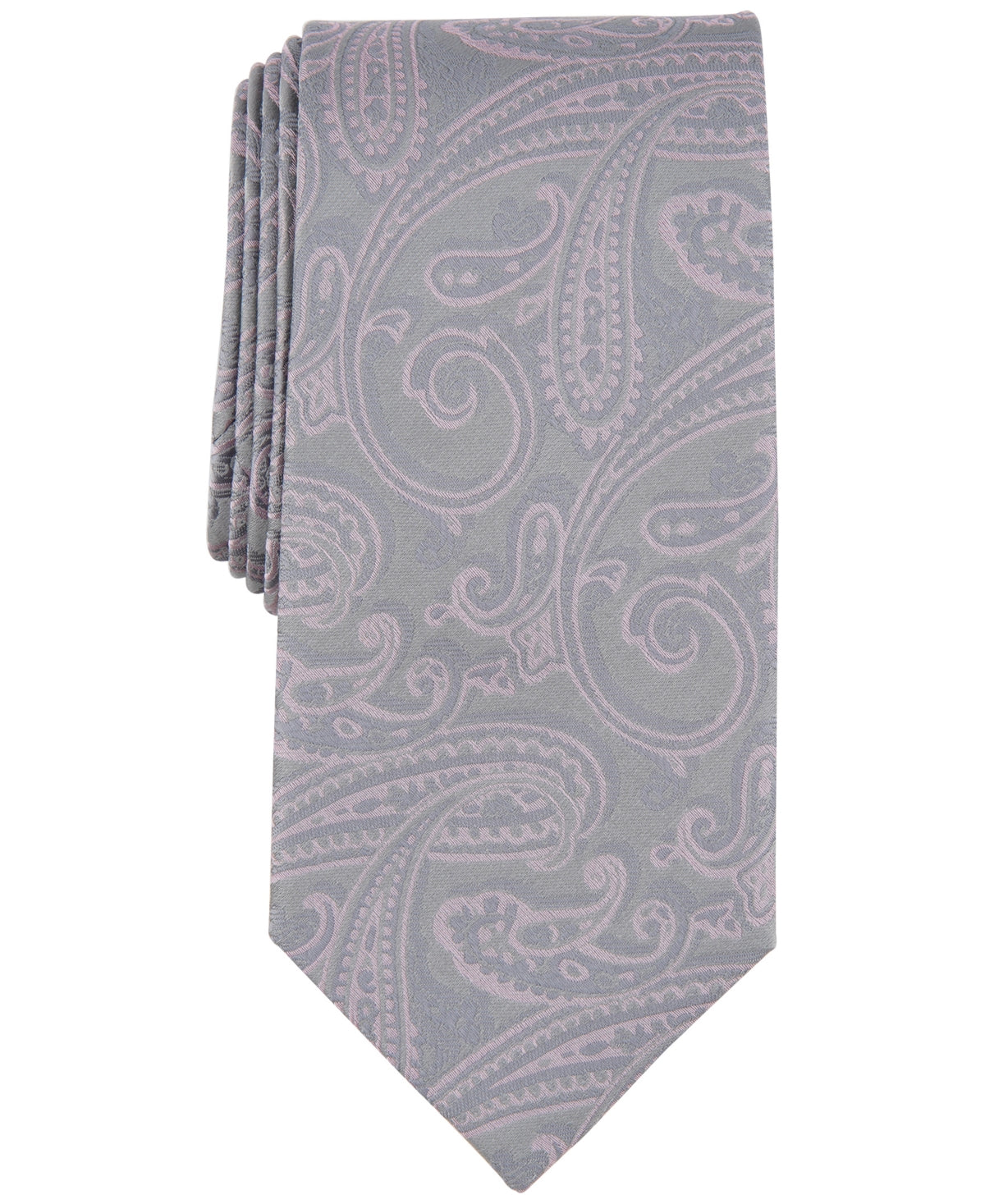 Michael Kors Men's Kowal Paisley Tie Silver Grey Necktie