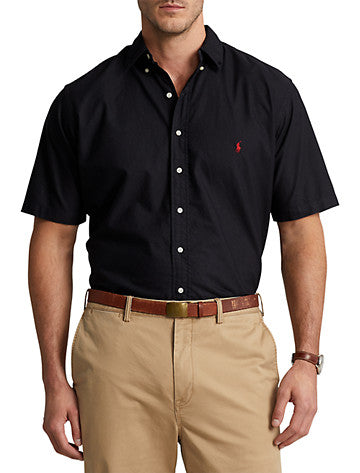 Polo Ralph Lauren Men Classic fit Short Sleeve Button-Up Shirt 4XLT Black Solid