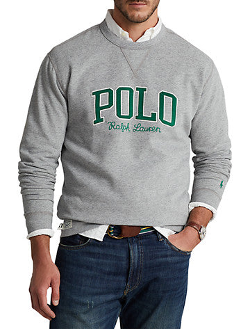 Big & Tall Polo Ralph Lauren Vintage Athletic Fleece Sweatshirt 2LT 2XLT Grey