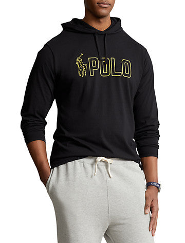 Polo Ralph Lauren Big & Tall Jersey Hooded Long-Sleeve Logo T-Shirt 2XB Black