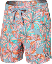 Saxx Mens Regular fit Swim Trunks Swimwear XXL Grey Pink Floral