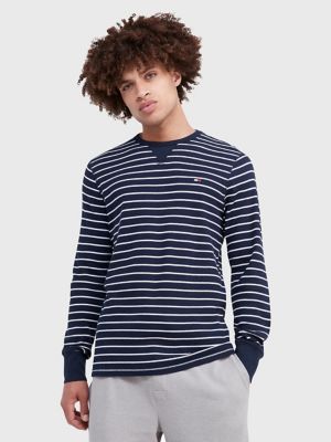Tommy Hilfiger Men's Blue Thermal Stripe Lounge Crewneck 2XL