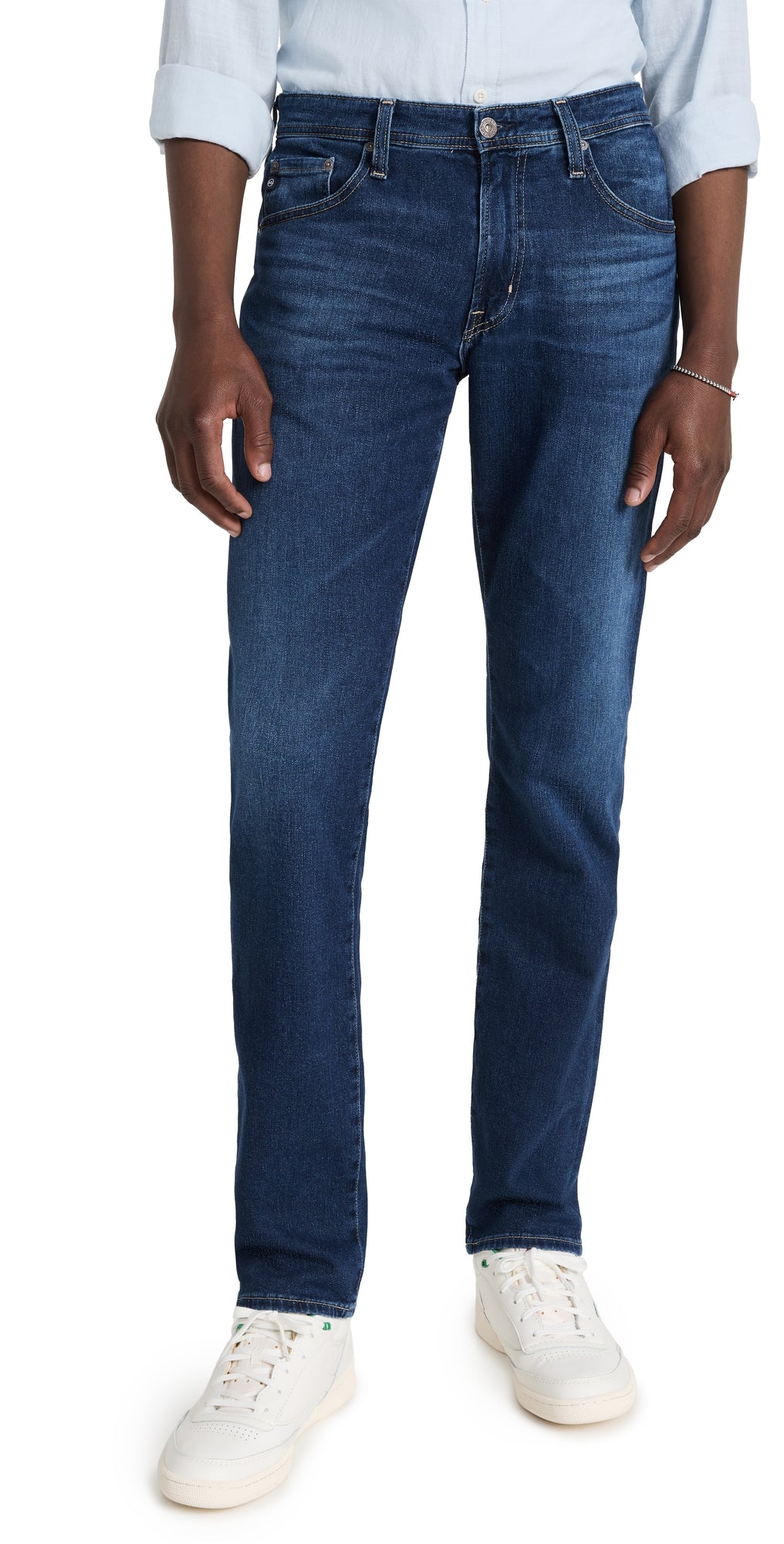 Ag Adriano Goldshmeid Graduate Mens Slim Straight Leg Jeans Calaveras Blue 33 x 34