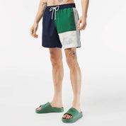 Lacoste Men’s Colorblock Swim Trunks Blue Green Small