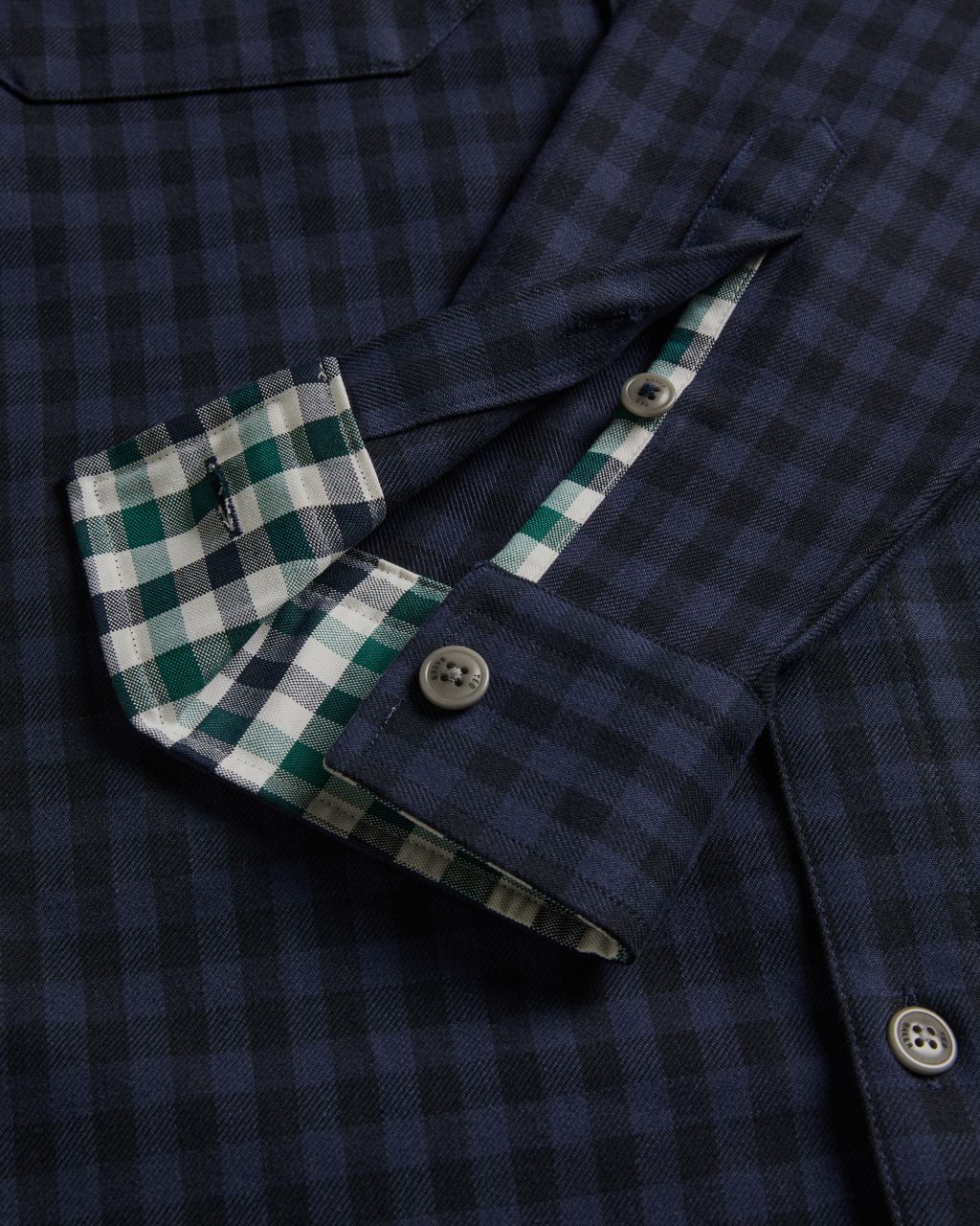 Ted Baker London Men's Check Long Sleeve Button Down Dress Shirt Navy Large