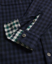 Ted Baker London Men's Check Long Sleeve Button Down Dress Shirt Navy Large
