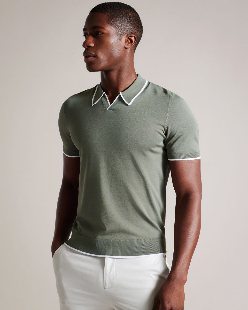 Ted Baker Men's Short Sleeve Polo Shirt Olive Green Small