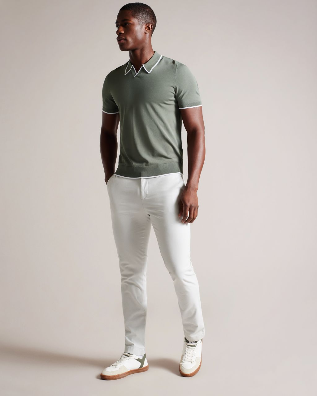 Ted Baker Men's Short Sleeve Polo Shirt Olive Green Small