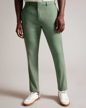 Ted Baker Men's Linen Blend Elasticated Dress Pants in Green 36 x 30