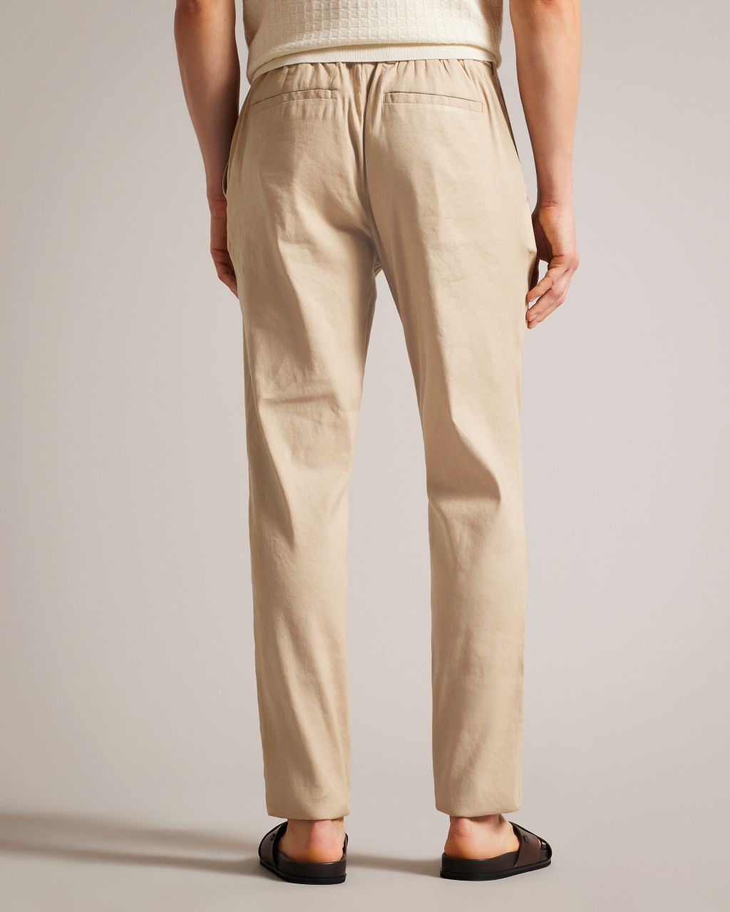 Ted Baker London Mens KIMMEL Stretch Linen Trousers Tan 34 x 30