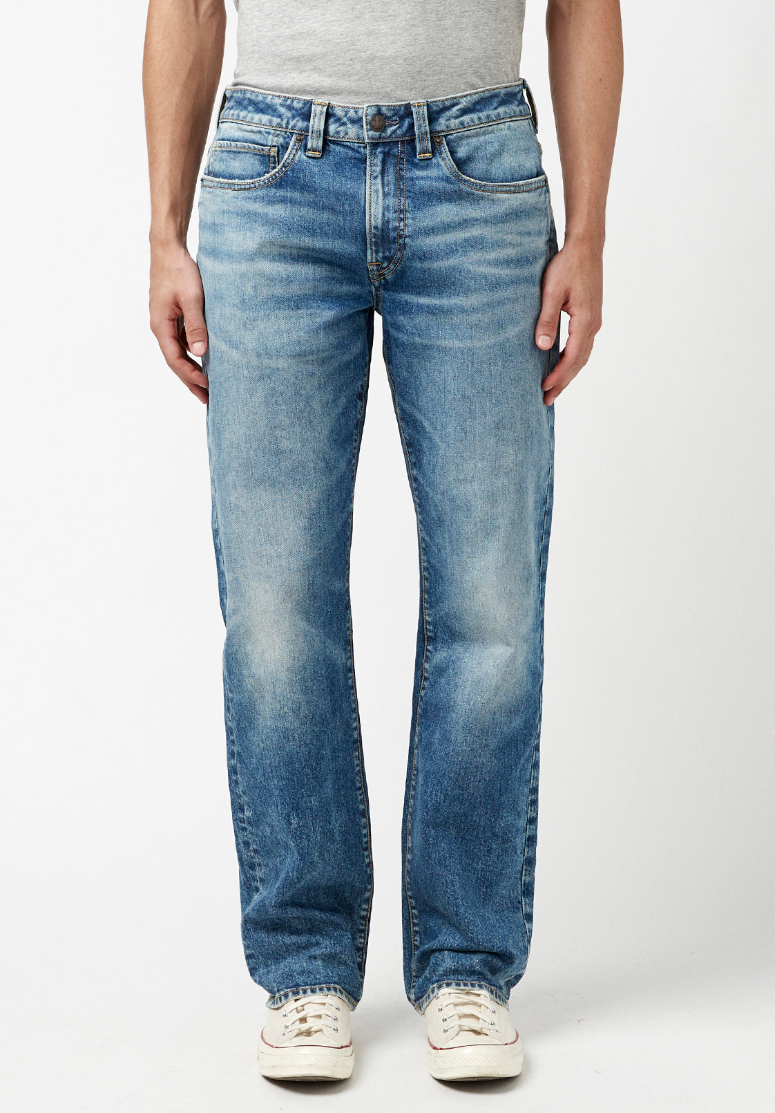 Buffalo David Bitton Mens Straight Fit Six Jeans Blue White 38 x 32