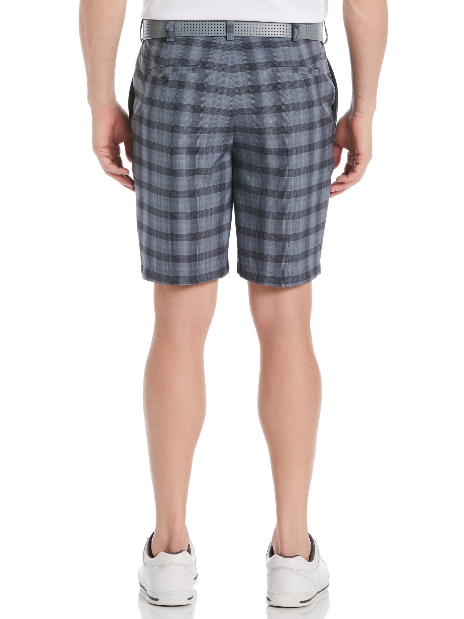 Pga Tour Men's Moisture Wicking Shadow Plaid 9 Golf Shorts Blue Combo 42