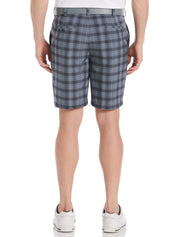 Pga Tour Men's Moisture Wicking Stretch Shadow Plaid 9" Golf Shorts Caviar 42