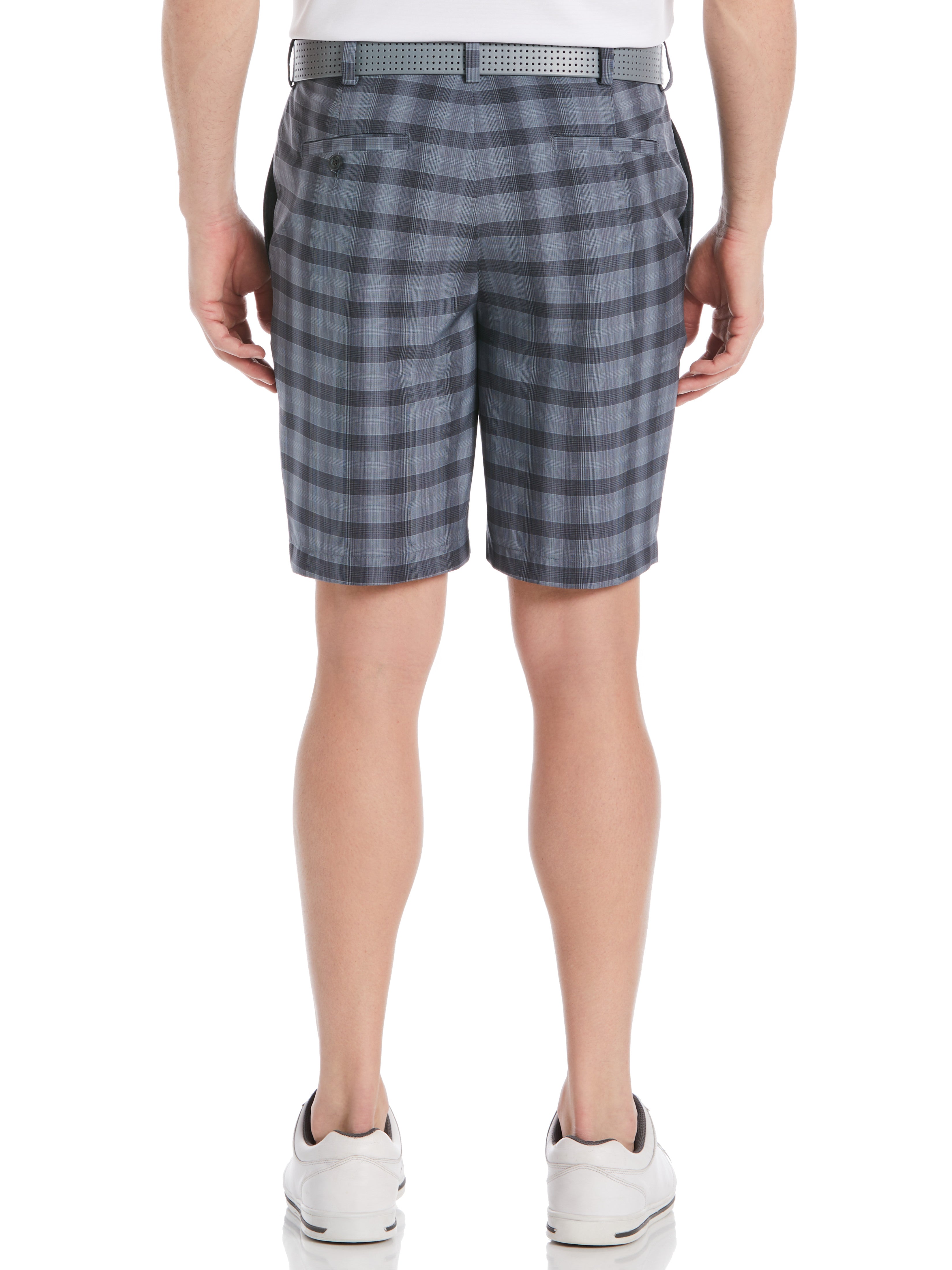 Pga Tour Men's Moisture Wicking Stretch Shadow Plaid 9" Golf Shorts Caviar 42