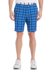 Pga Tour Men's Moisture Wicking Stretch Shadow Plaid 9" Golf Shorts Blue 40