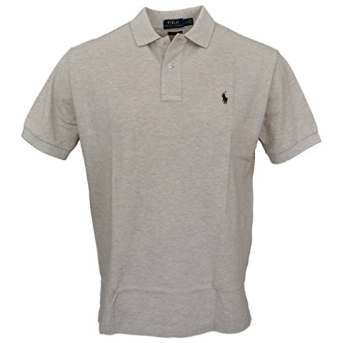 Polo Ralph Lauren Mens Expedition Dune Mesh Polo Shirt Heather Grey Medium