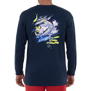 Guy Harvey Men's Long Sleeve Graphic Logo T Shirt  Blue Medium