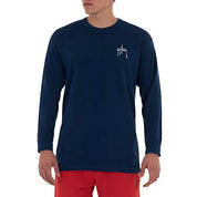 Guy Harvey Men's Long Sleeve Graphic Logo T Shirt  Blue Medium