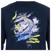 Guy Harvey Men's Long Sleeve Graphic Logo T Shirt  Blue Medium