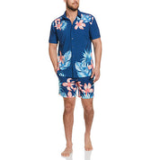 Cubavera Men's Tropical Placed Print Short-Sleeve Button Down Shirt Navy Large