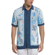 Cubavera Tropical Print Mens Regular Fit Short Sleeve Button-Down Shirt XL Blue