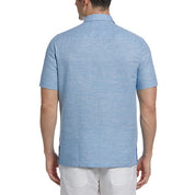 Cubavera Mens Linen Blend Guayabera Short Sleeve Shirt Mediterranian Blue 2XL