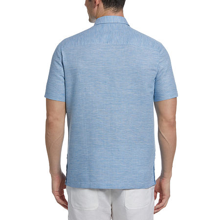 Cubavera Mens Linen Blend Guayabera Short Sleeve Shirt Mediterranian Blue 2XL