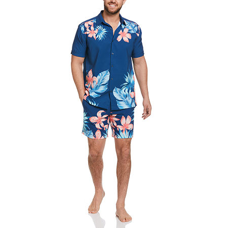 Cubavera Mens Tropical Print Swim Trunks Navy Blue Medium