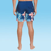 Cubavera Mens Tropical Print Swim Trunks Navy Blue Medium