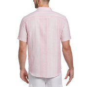 Cubavera Mens Classic Fit Short Sleeve Striped Button Down Shirt Pink Small