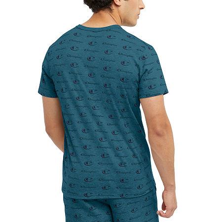 Champion Mens Logo Print Shirt Sleeve T Shirt Nifty Turquoise Green Medium
