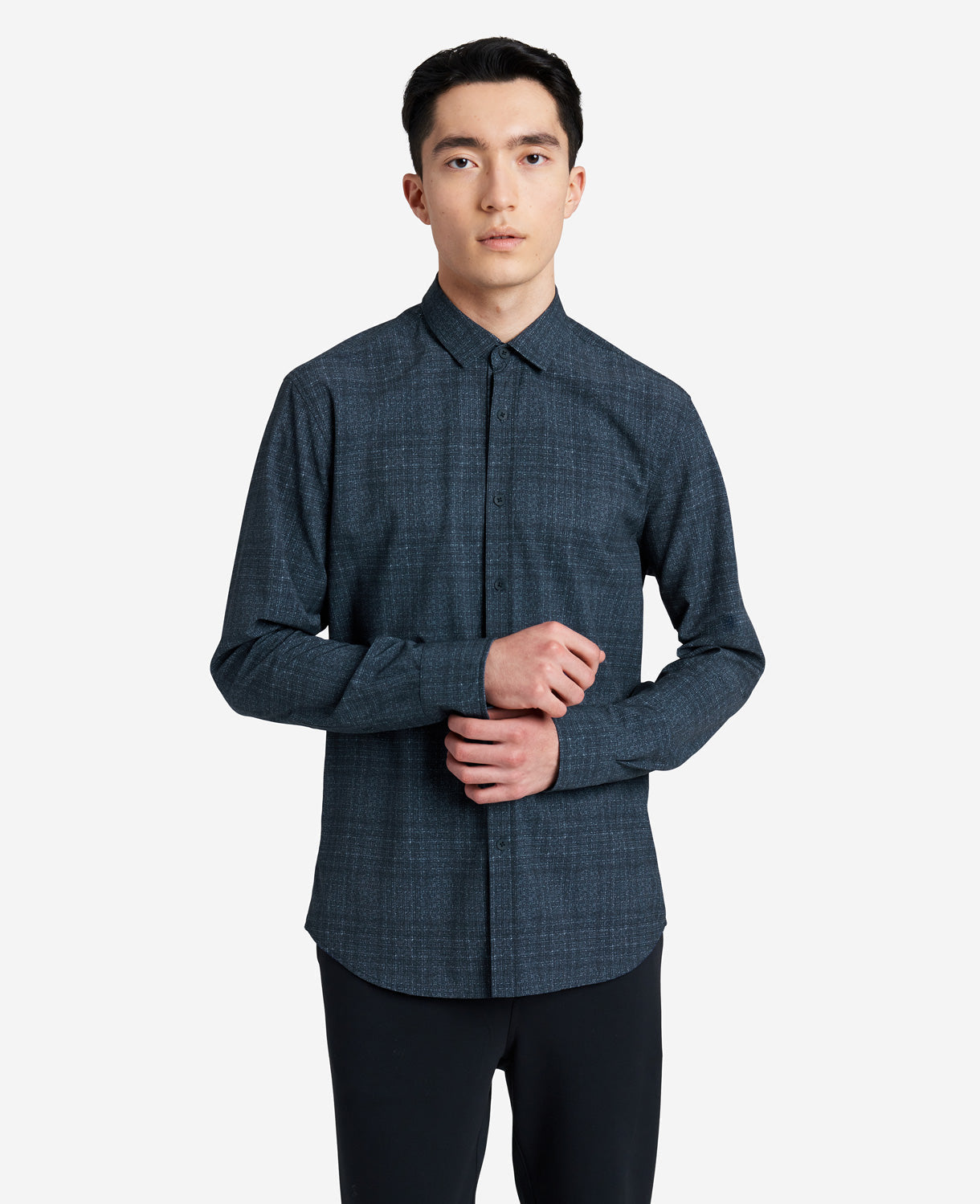 Kenneth Cole Men's Checked Shirt  Navy  Size Large  New