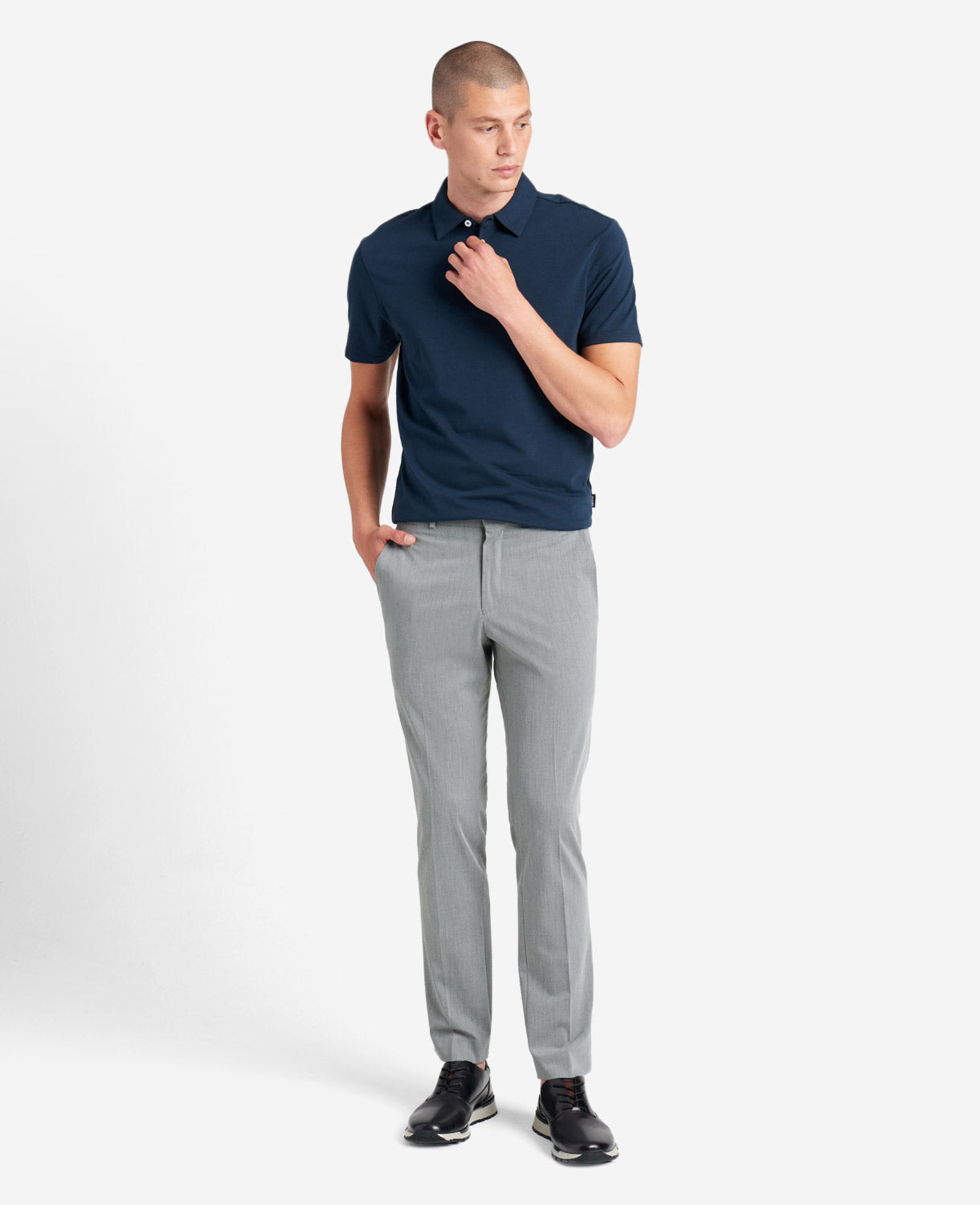 Kenneth Cole Mens Slim fit Dress Pants 34 / 29 Light Gray Solid