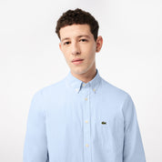 Lacoste Men's Regular Fit Cotton Poplin Button Down Shirt Blue Medium 15.5