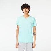 Lacoste Mens Short Sleeve V Neck Jersey T Shirt Mint Blue 4XL