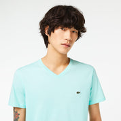 Lacoste Mens Short Sleeve V Neck Jersey T Shirt Mint Blue 4XL