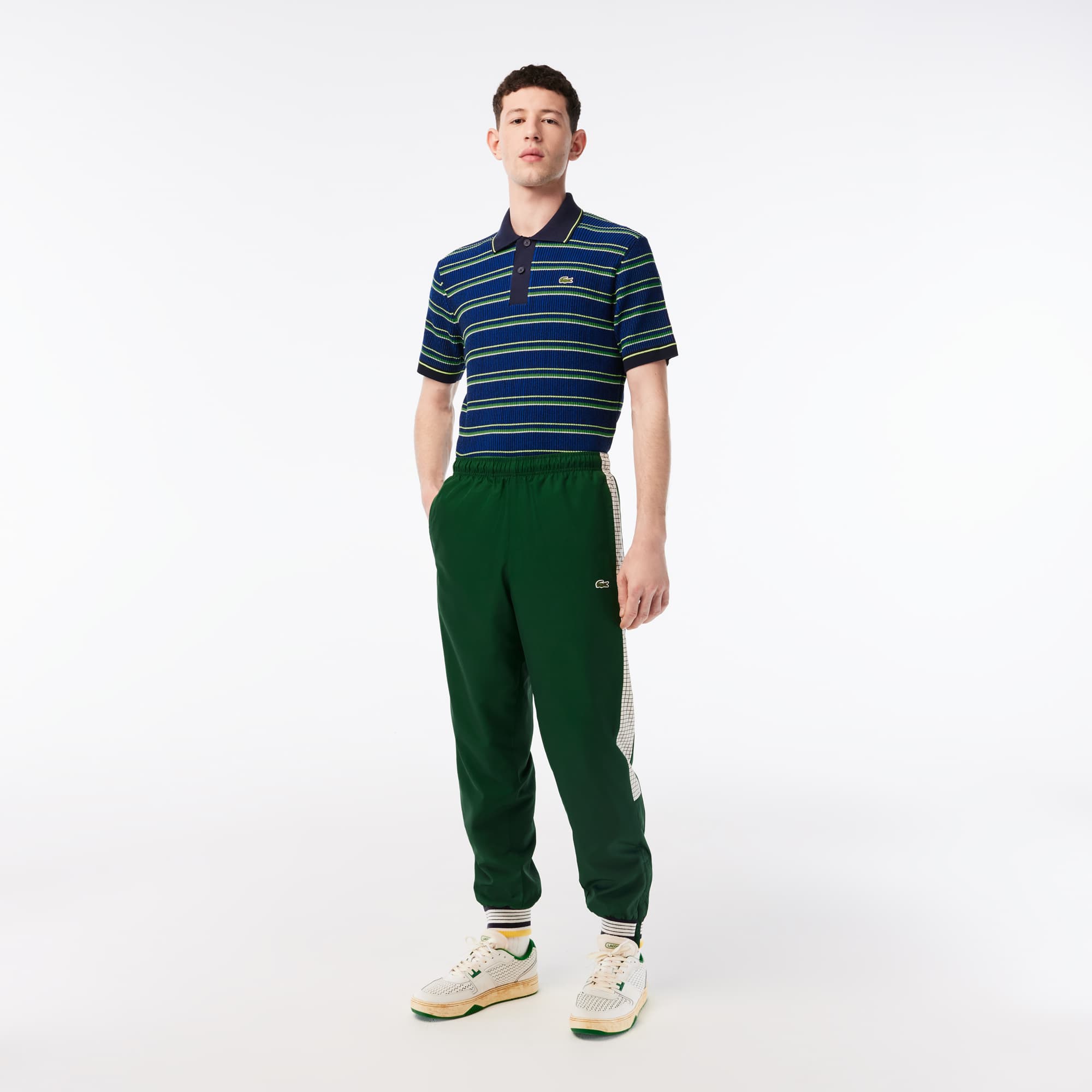 Lacoste Men's Tennis Print Jogger Pants Green Plaid 4XL