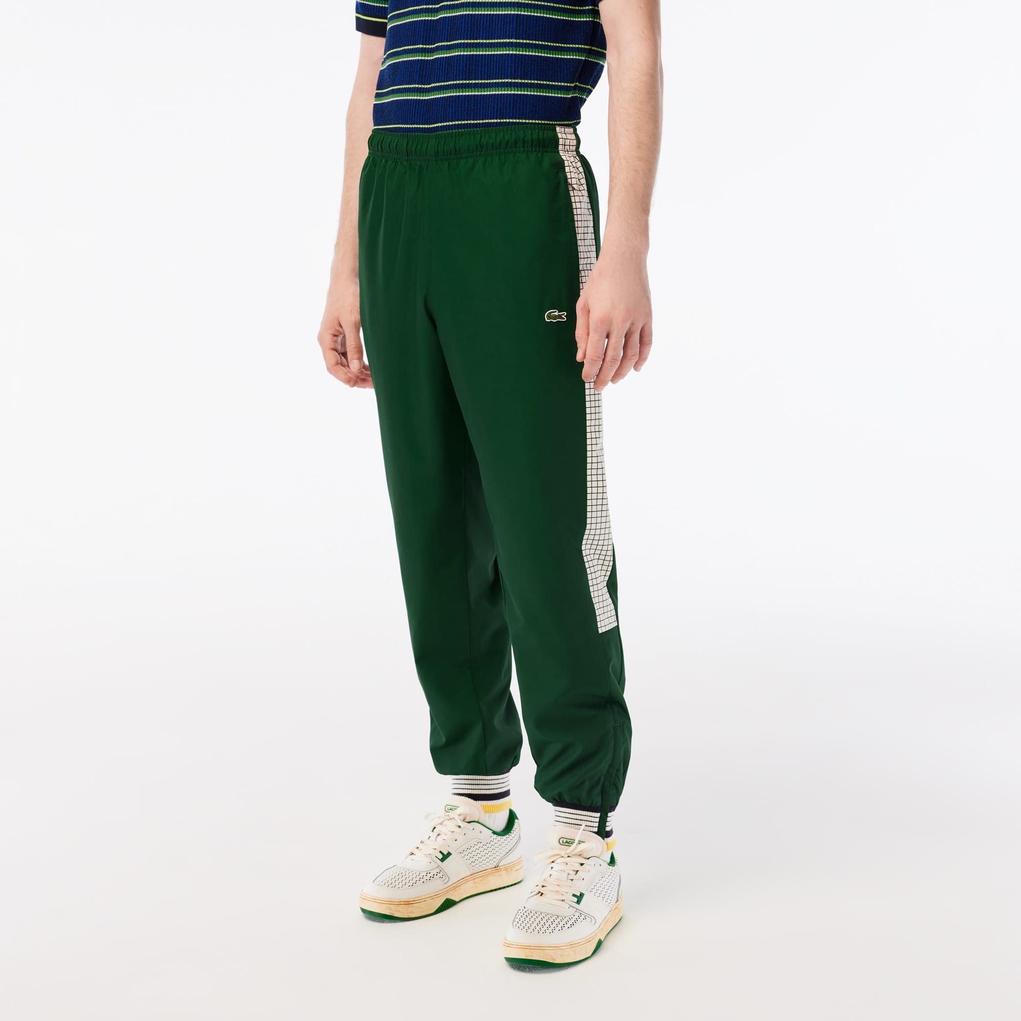 Lacoste Men's Tennis Print Jogger Pants Green Plaid 4XL