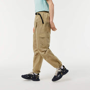 LACOSTE Men's Taffeta Relaxed-Fit Belted Cargo Pants Beige 2XL