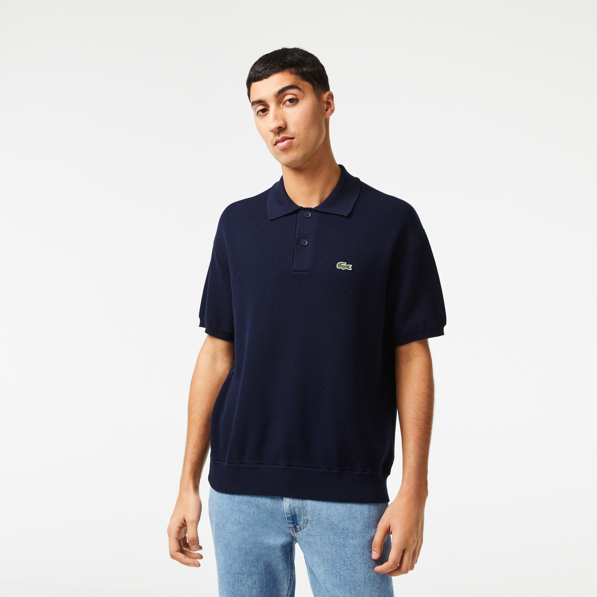 Lacoste Mens Short Sleeve Polo Sweater Blue Medium
