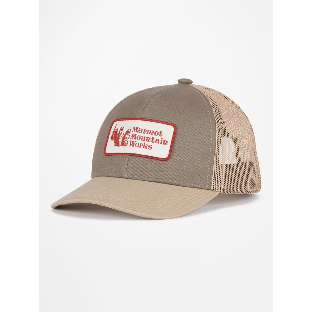 Marmot Mens Retro Trucker Hat Sandbar Vetiver Beige