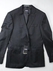 Hugo Boss Mens Slim fit 2 Piece Suit 40 R / 34 Waist Black Solid Stretch