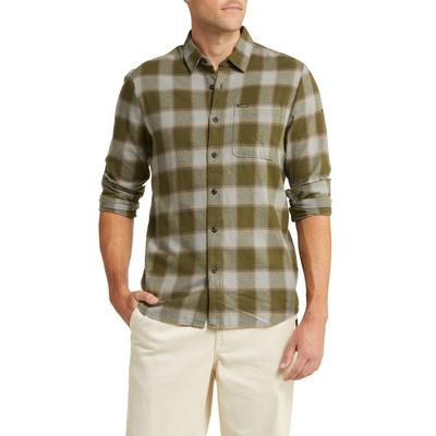 Volcom Mens Caden Plaid Button Down Shirt Military Green Small