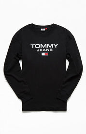 Tommy Jeans Men's Classic Entry Ls Tshirt  Black Size Large