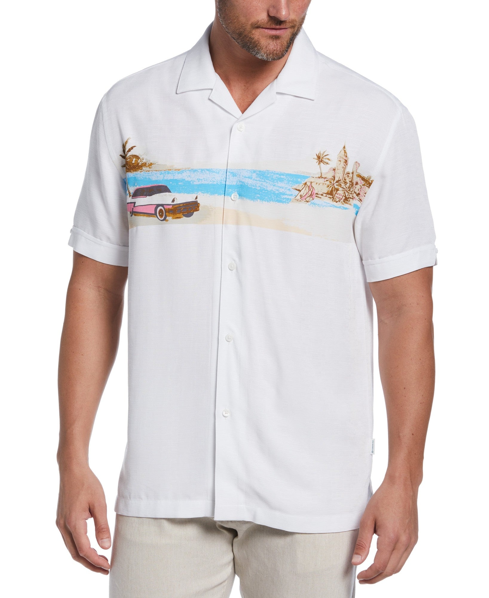 Cubavera Men's Big & Tall Tropical Short-Sleeve Button Down Shirt White 4XLT