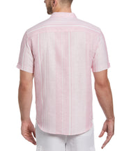 Cubavera Men's  Big and Tall Yarn Dye Short Sleeve Button Down Shirt Pink 2XL