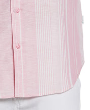 Cubavera Men's  Big and Tall Yarn Dye Short Sleeve Button Down Shirt Pink 2XL