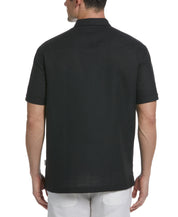 Cubavera Men's Stretch Stripe Panel Button Down Twill Shirt Jet Black XL