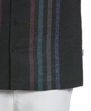 Cubavera Men's Yarn Dyed Checkered Stripe Button Down Twill Shirt Black Large