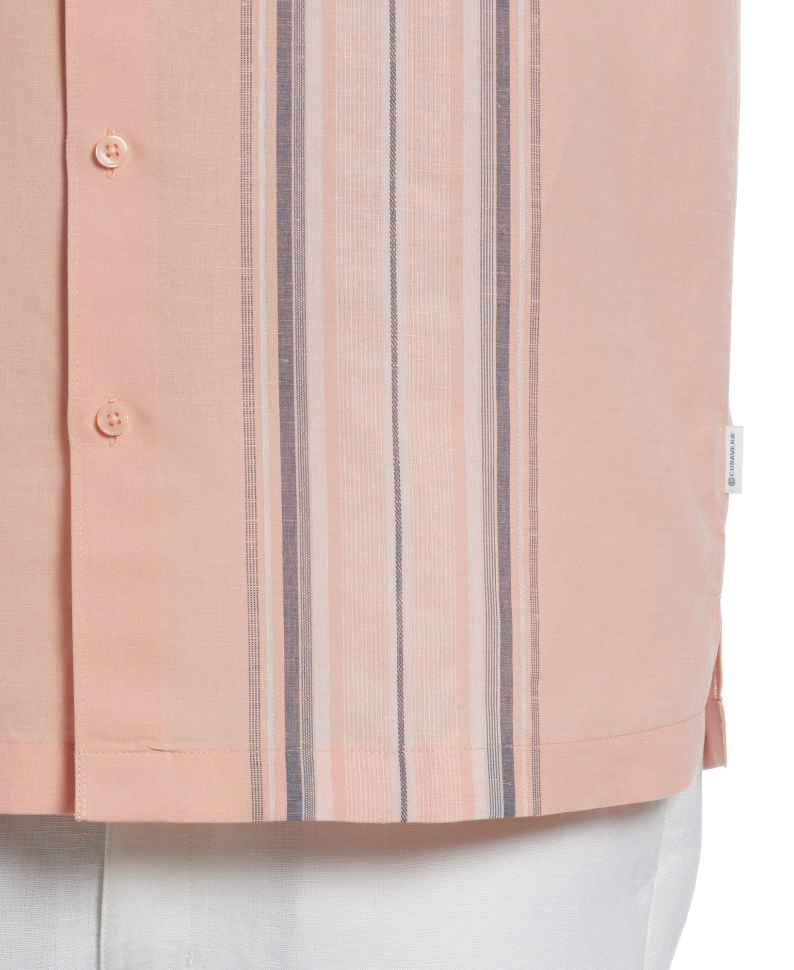 Cubavera Men's Linen-Cotton Yarn-Dye Guayabera Short Sleeve Shirt Peach Large